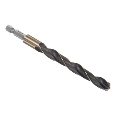 Titanium Coated Drill Bit w 1/4'' Hex Shank - [10.5mm x 132mm] High Speed Steel
