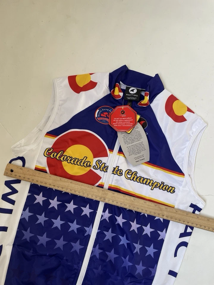 Cycling Wind Vest Colorado State Champion NWT Pactimo Men's XS 2-way Zipper - Image 3 of 4