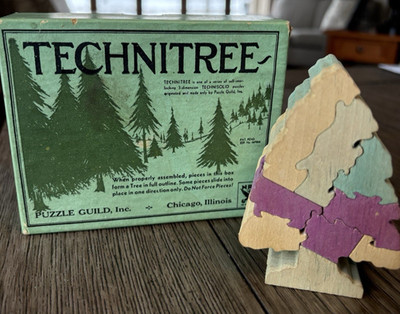 Vintage TECHNITREE Wooden Puzzle Tree Multi Layered In Original Box