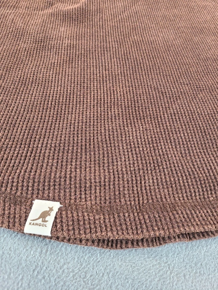 Camiseta KANGOL x Para Hombre Ropa de Trabajo Tejido Waffle L/S Marrón/Talla Profunda Mediana Nueva con Etiquetas  Foto 4 de 4