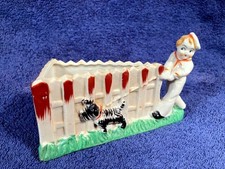 Vintage SAILOR Boy PLANTER Scottish TERRIER Scottie DOG Pottery JAPAN Ceramic