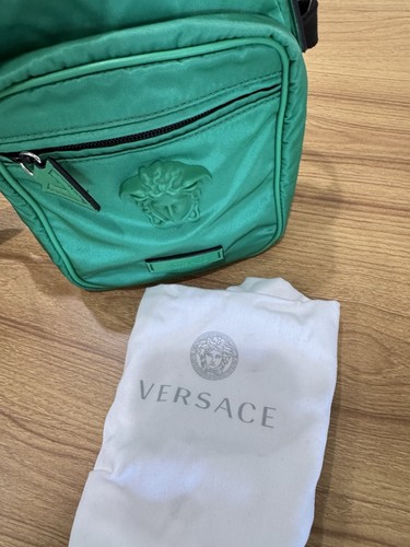 Versace Green Nylon Medusa Crossbody Messenger Bag Purse - Picture 6 of 6
