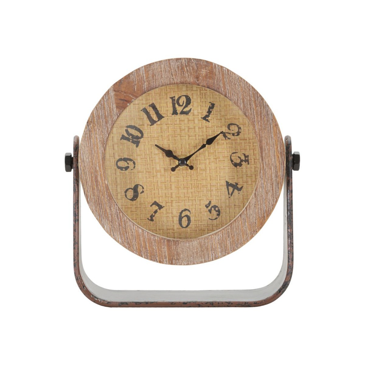 Horloge à poser en bois noble marron Round 24cm finition artisanale