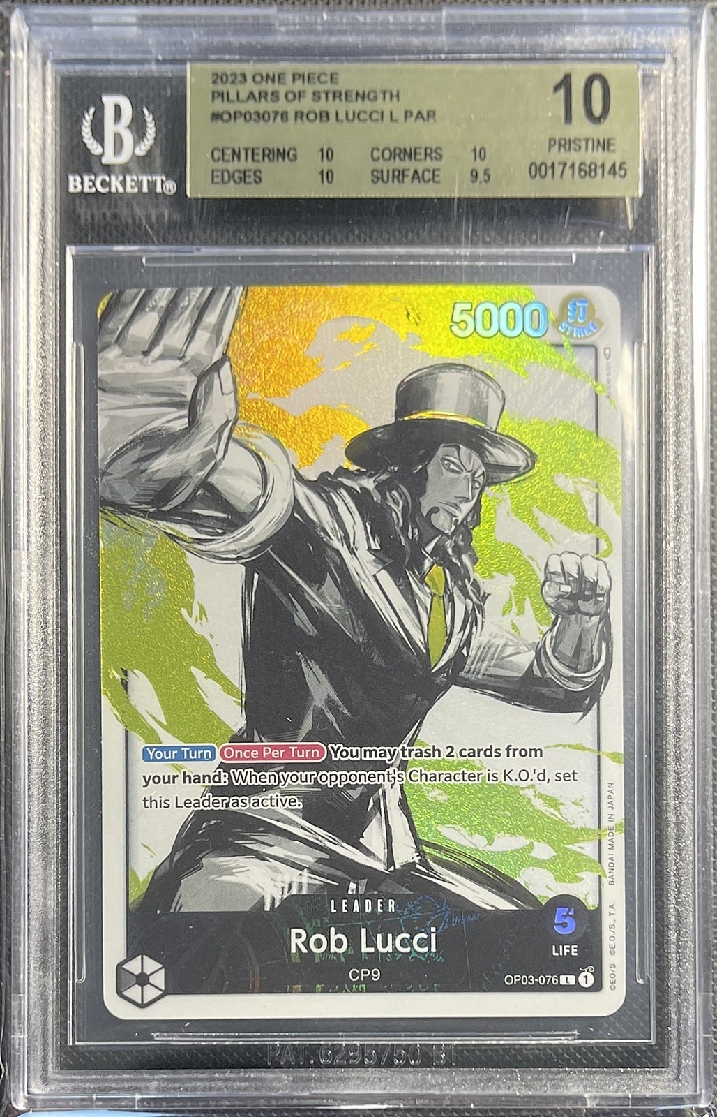 BGS 10 - ROB LUCCI ALT ART LEADER OP03-076 - One Piece Pillars of Strength