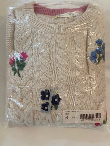 Mini Boden Size 13-14Y Girls Ecru Harriet Sweater Embroidered Flowers-NEW W/ TAG - Picture 2 of 11