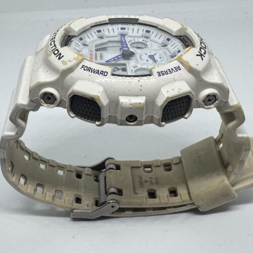 VTG CASIO G-Shock Watch GA-100A Men 200m White Analog Digital Quartz New Battery - Picture 4 of 6