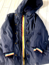 Joules Kids Navy With polkadots fleece lined Rain Coat Girls Size 1 Year