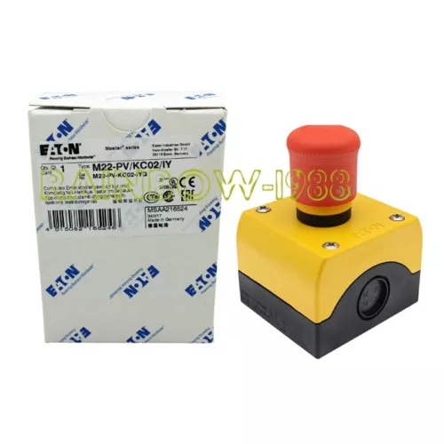 1PC NEW FOR EATON emergency stop button box M22-PV/KC02/IY
