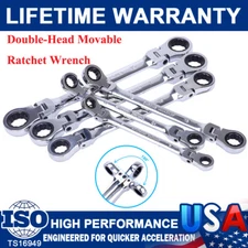6 Heavy Duty Double Box End Ratcheting Wrench Flex-Head Extra Long Spanner SAE