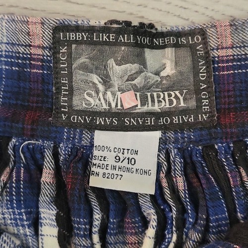 Sam & Libby Damen 9/10 karierter Rock Vintage bestickt Knopfleiste Falte Mini - Bild 2 von 5