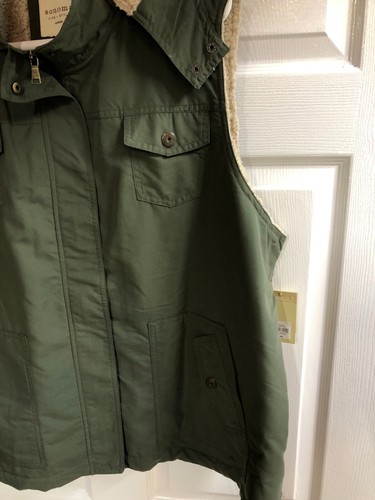 New NWT Kohl's Ladies Vest Sonoma Life Deep Moss Green 2XL With Removable Hood - Picture 5 of 11