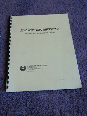 Precision Devices Surfometer System 2 2A 4 Instruction Operating Manual ...