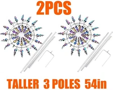2 Pack Magical Wind Powered Kinetic Windmill Metal And Sculpture Spinner Garden