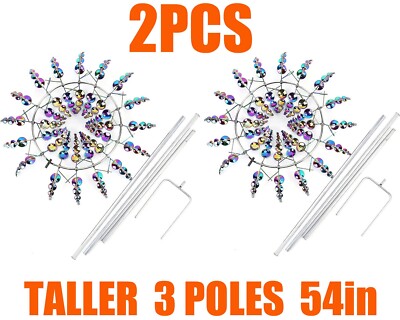 2 Pack Magical Wind Powered Kinetic Windmill Metal And Sculpture Spinner Garden