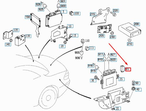 MB SL R230 CONSUMER CUT-OFF CONTROL MODULE PLATE RELAY A0025423919 NOπΊπΈ ...