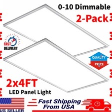 2Pcs 2x4 LED Dimmable Flat Panel Light 7800LM 5000K Drop Ceiling Troffer Fixture