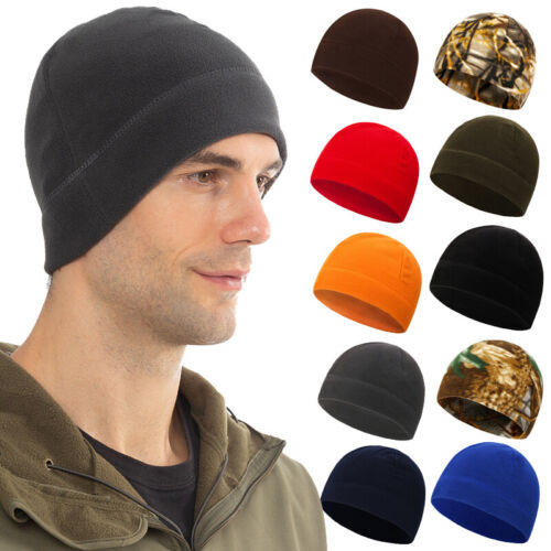 Tactical Thermal Winter Warm Fleece Dome Skull Cap Biker Helmet Liner Beanie Hat - Picture 1 of 21
