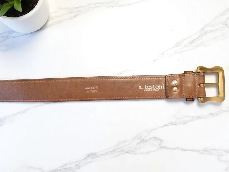 Cinturón de cuero exclusivo A. Testoni (Italia) Foto 4 de 4
