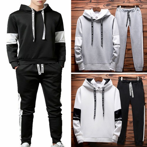 Man's Tracksuit Sport Suit Hoodie Sweatsuit Sweatshirt Pullover Jacket Pant Set - Picture 1 of 8