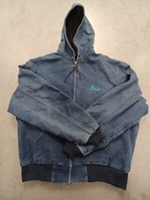 Personalized 90's Carhartt Hooded Jacket Size XL USA Made Distressed Blk Blue