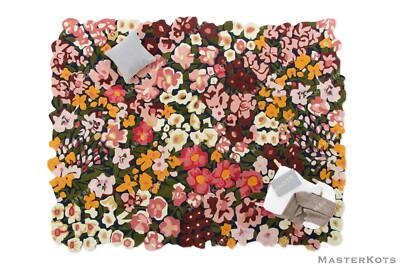 Cassia Floral - Bunter, Handgetufteter 100% Wolle Weich Vorleger Teppich