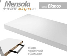 Mensola da Parete Pensile LEGNO + STAFFA MODERNO CLASSICO BIANCA 40*25*4 CM