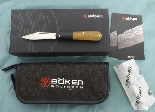 Boker Knife 110943 Barlow Integral Burlap Micarta N690 Blade Solingen Germany