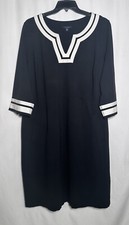 Lands' End Dress Sheath Ponte 26W Midi Pockets Stretchy Short Sleeve Black