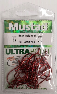 Mustad 92553NP-RB-2/0-25 UltraPoint Needle Point Red Octopus Hook