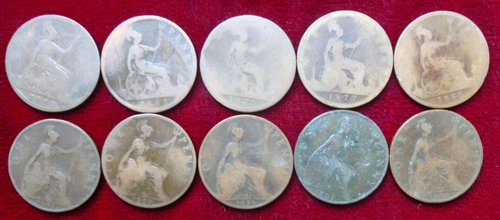 10 x Young / Veiled Head Queen Victoria Pennies Penny Bundle 1879 - 1901 - Picture 2 of 4