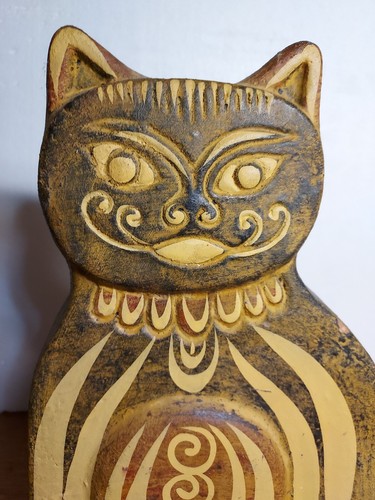 Volkskunst Halloween Katze Türstopper Terrakott schwarz naturfarben Steinzeug Keramik - Bild 11 von 15