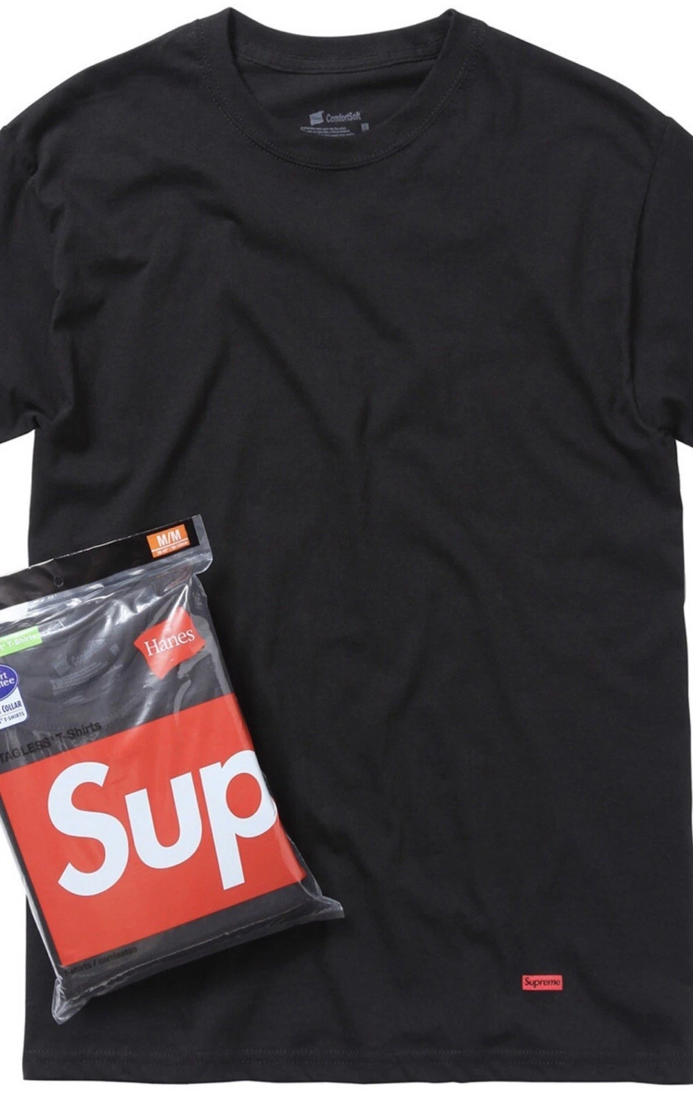 T shirts sans tag Supreme®/Hanes® (paquet de 3) noirs taille : M