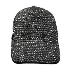 Unbranded Snapback Hat Black One Size Adjustable Bling Rhinestone Studded
