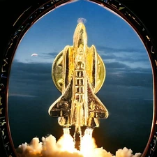 Space Shuttle Lapel Hat Jacket Pin Gold Color Metal 1”Long