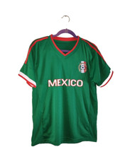 Men's Green World Mexico Champion Soccer Green Thin Polyester T Shirt Size L