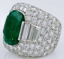 Solid Sterling 925 Silver Green Emerald 13CT CZ  Oval Shaped 10CT Emerald Ring