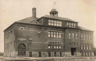 #ad High School Building New Rockford North Dakota ND 1923 Real Photo RPPC $9.94