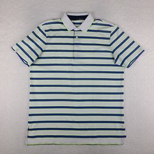 RLX Ralph Lauren Polo Shirt Mens Large Blue Green White Striped Performance