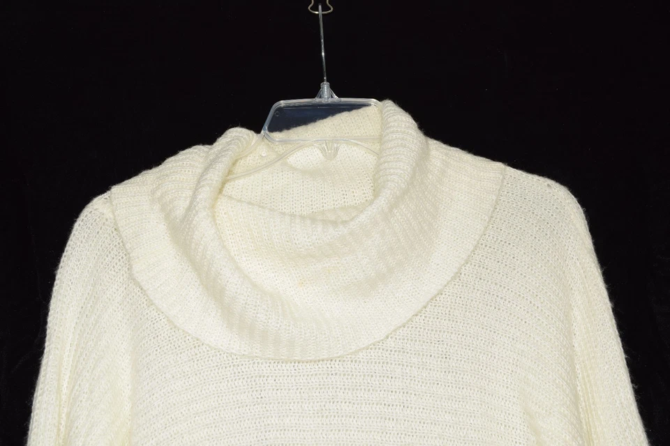 Vestido Suéter Charlotte Russe Crema Mezcla Lana Tejido Acanalado Para Mujer Cuello Capucha Talla L Foto 3 de 4