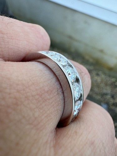 Real Moissanite Half Eternity Band Channel Set Wedding Ring 925 Silver 1.5mm-5mm - Picture 24 of 24