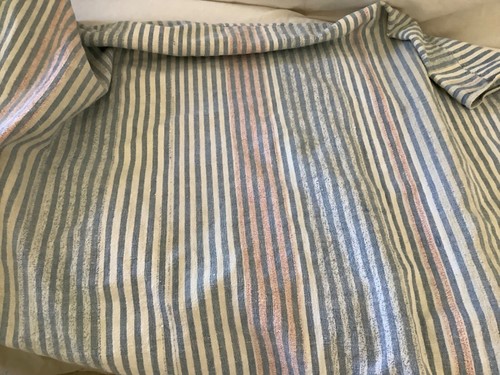 Antique French blue Red Stripe Linen & Hemp Fabric Heavy Floppy Ticking stripe - Picture 4 of 14