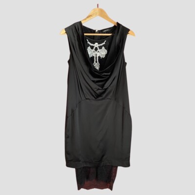 givenchy black lace dress Givenchy Black Lace Detail Rib Knit Mini Sweater Dress S