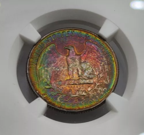 1957 D Washington Quarter NGC MS68 Rainbow Toned TOP POP 6/0 Insane Neon Color