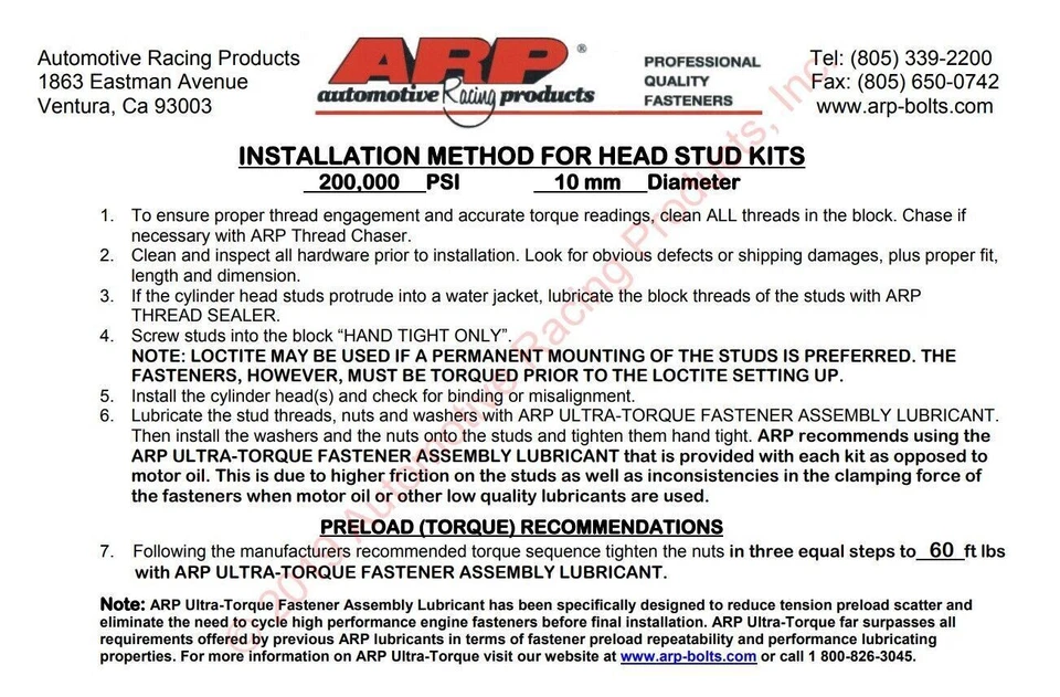 Kit de pernos de cabeza ARP para Honda Civic CX DX LX EX EK D16Y D16Y7 D16Y8 1996-2000 Foto 3 de 3