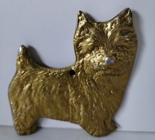 Dog Gold Tone Metal Christmas Ornament 3 1/4" Tall