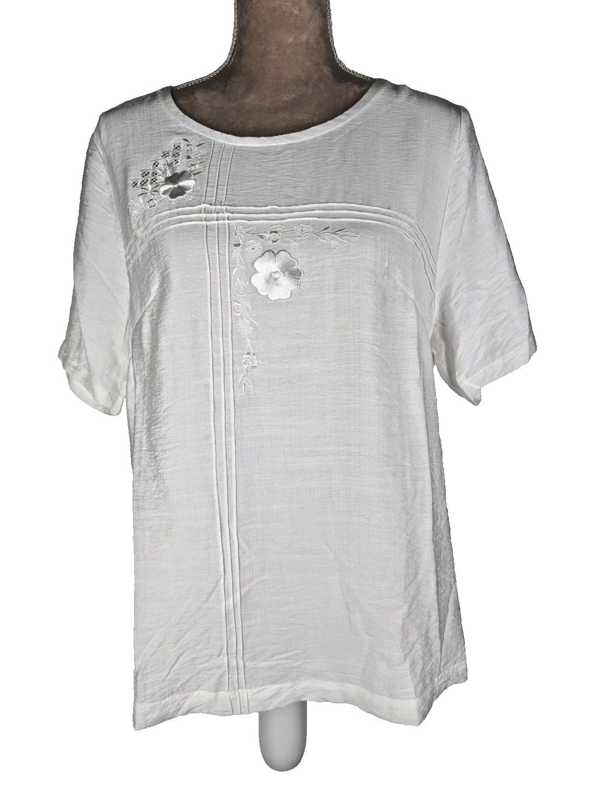 Vesper White Embroidered Boho Tunic Top Size 16 Beach Vacation Wear