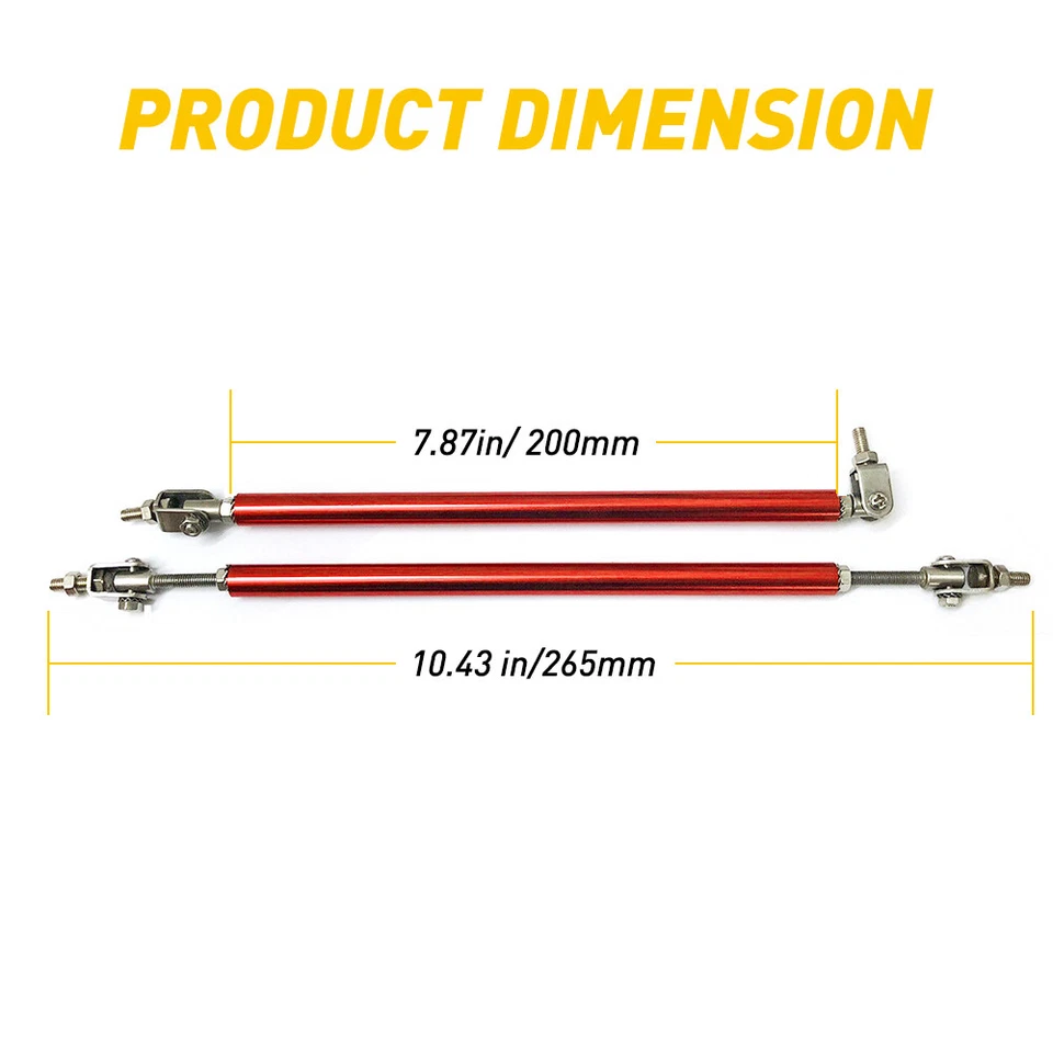Barra de soporte de soporte de barra de puntal divisor de labios parachoques delantero de 8"-11" se adapta a Chevy Camaro Foto 2 de 4