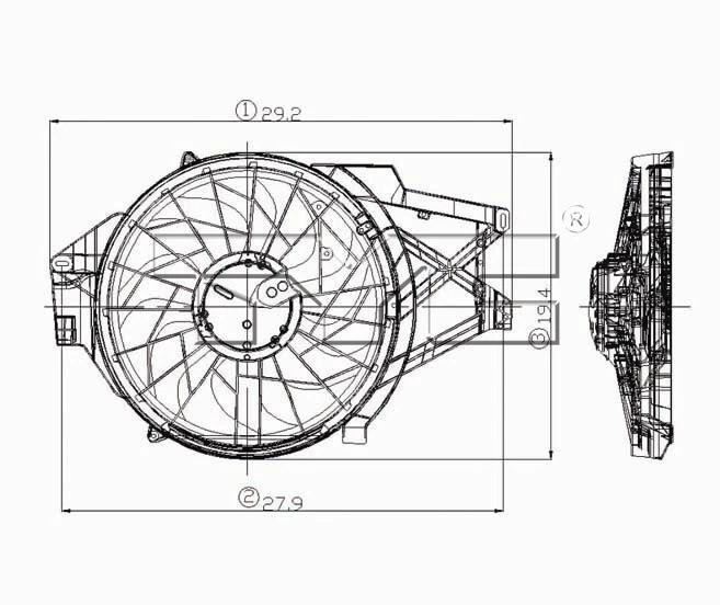 Conjunto de ventilador condensador y radiador doble TYC para Ford Mustang 620500 1998-2000 Foto 4 de 4
