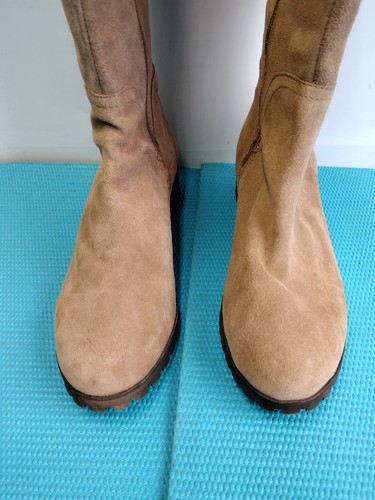 Lucky Brand Harleen Womens Tan Suede Leather Knee High Boots Side Zip 10M - Picture 6 of 14