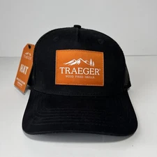 NWT Traeger Wood Fired Pellet Grills Black Mesh Snapback Trucker Hat Smoked Meat